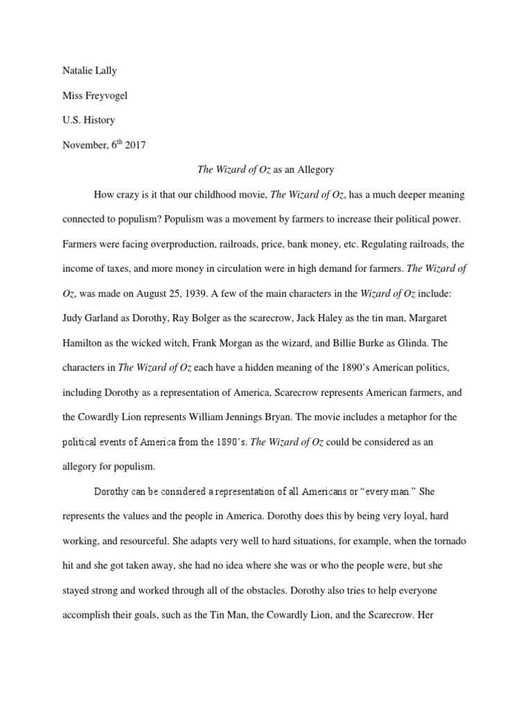 The wizard of oz essay