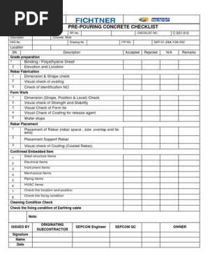 Checklist Concrete