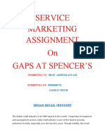 Service Marketing Assignment On Gaps at Spencer'S: Indian Retail Industry