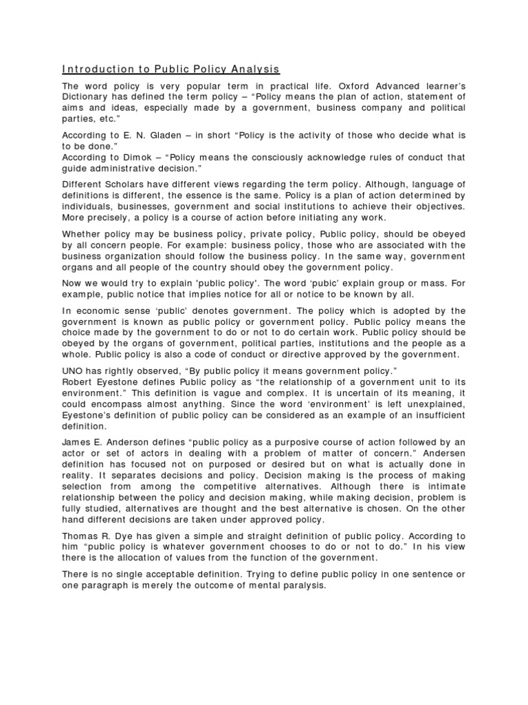 Understanding Public Policy Analysis | PDF | Public Choice | Externality