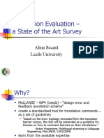 Translation Evaluation - A State of The Art Survey: Alina Secară Leeds University