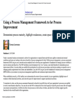 Using a Process Management Framework to for Process Improvement