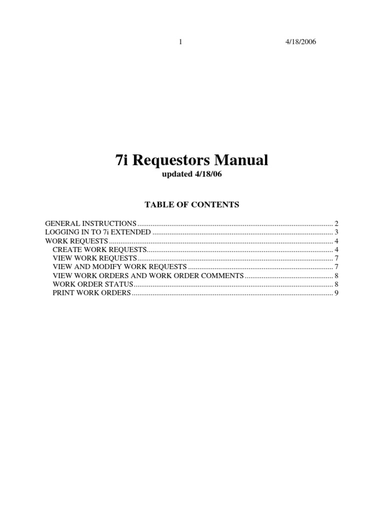 7i Requestors Manual: Updated 4/18/06 | PDF