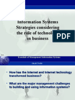Information Systems Strategies Considering The Role of Technology in Business