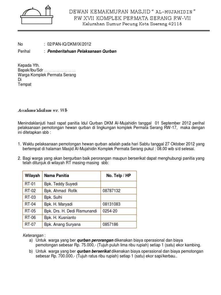 Surat Edaran Qurban Pdf