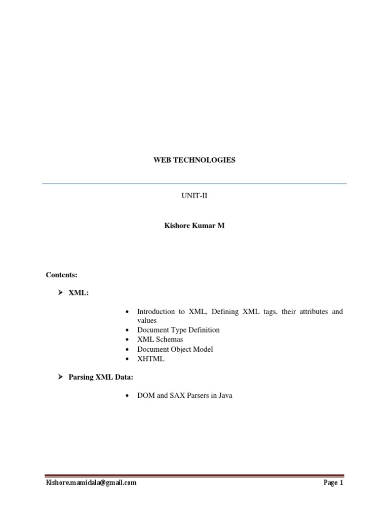 Unit II WT Notes | PDF | Xhtml | Html