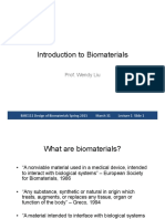 Introduction To Biomaterials: Prof. Wendy Liu