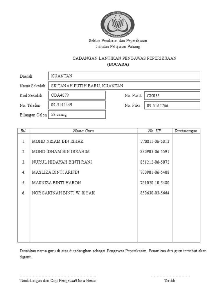 Borang Cadangan Bocada | PDF
