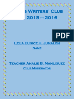 Young Writers' Club S.Y. 2015 - 2016: Leija Eunice H. Jumalon