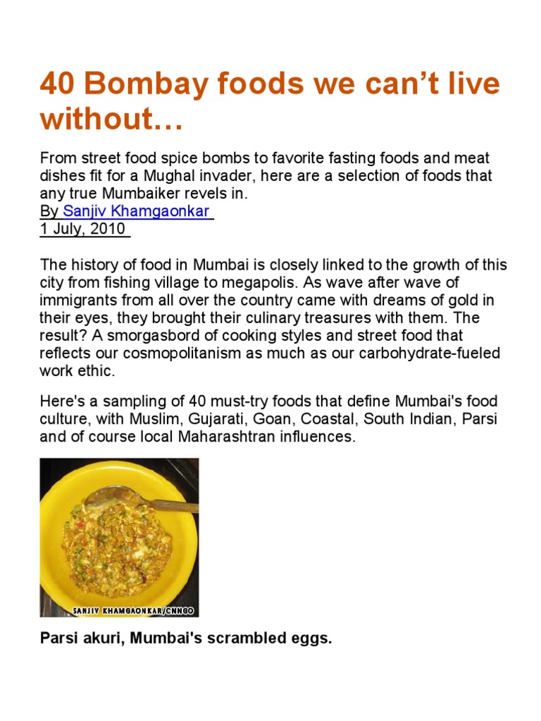 40 Famous Mumbai Dish | PDF | Indian Cuisine | Asian Cuisine