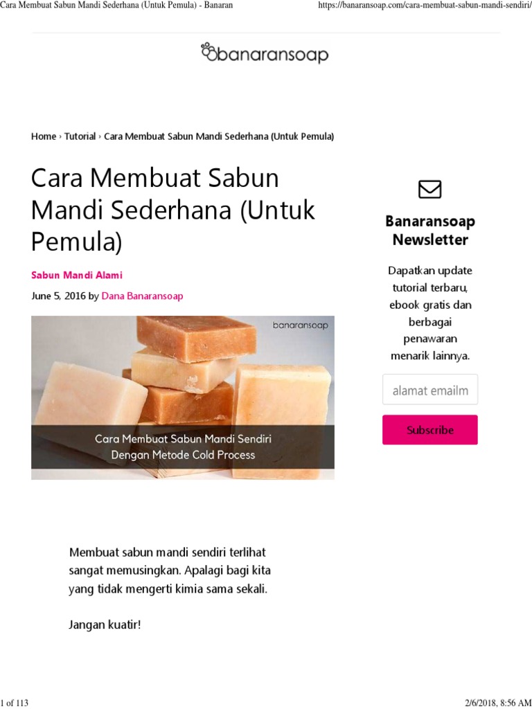 Cara Membuat Sabun  Mandi Sederhana Untuk  Pemula  Banaran