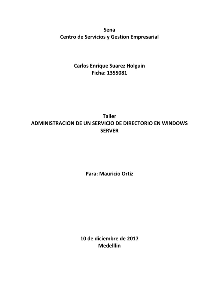 Gestión de Active Directory en Windows Server | PDF | Directorio Activo ...