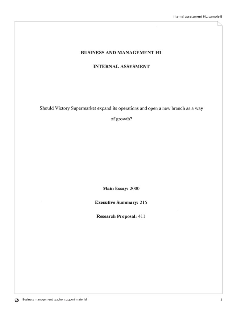 Business Management IA HL Sample B | PDF
