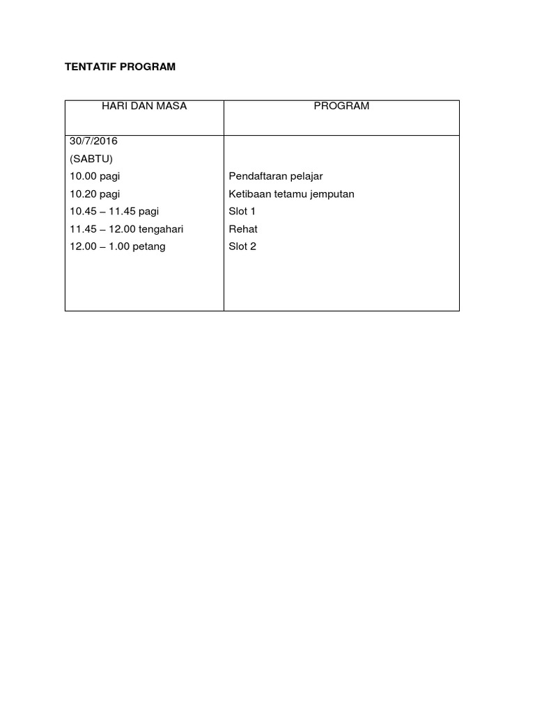 Hari Dan Masa Program | PDF