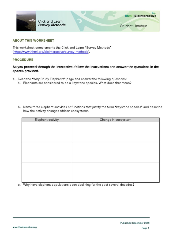 survey-methods-worksheet-elephant-conservation