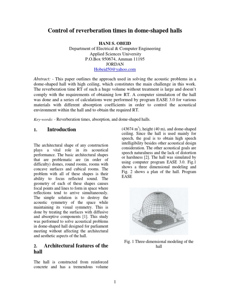Control of Reverberation in Dome Halls | PDF | Building Engineering ...