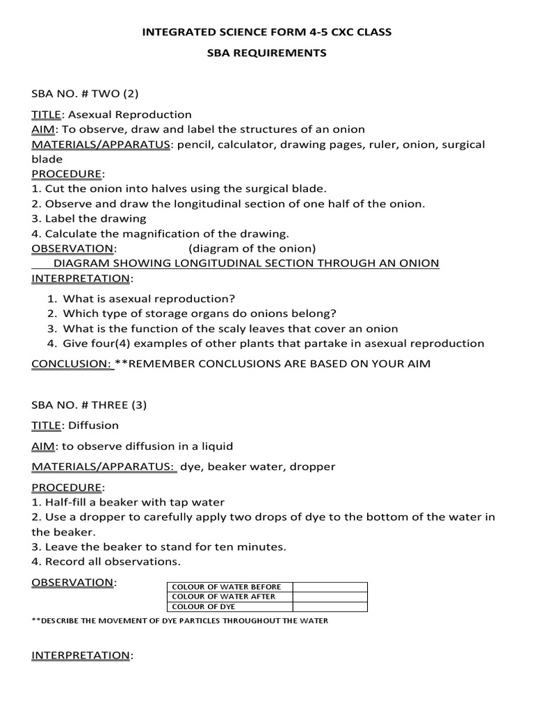 Integrated Science SBA Lab Guide | PDF | Blood Type | Chemical Substances