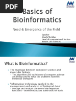 Need & Emergence of The Field: Speaker Shashi Shekhar Head of Computational Section Biowits Life Sciences