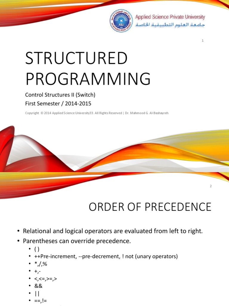 Week 06 Lecture 01 - Control Structures I I (Switch) | PDF | Notation ...