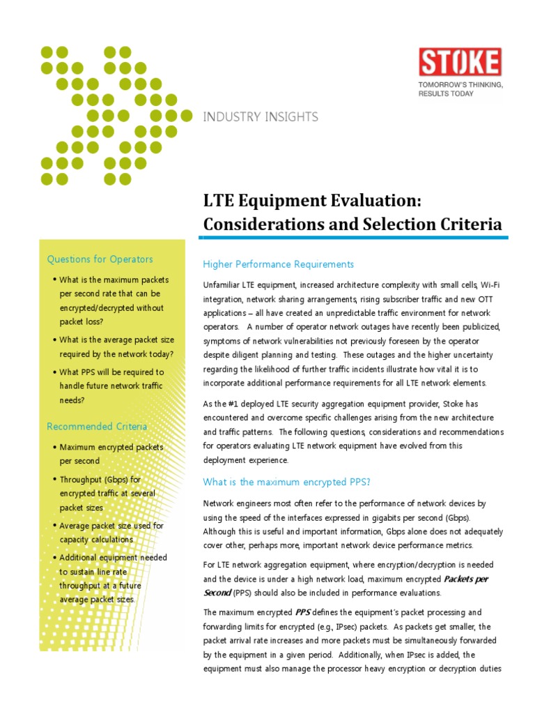 LTE Equipment Evaluation Considerations Selection Criteria PDF PDF