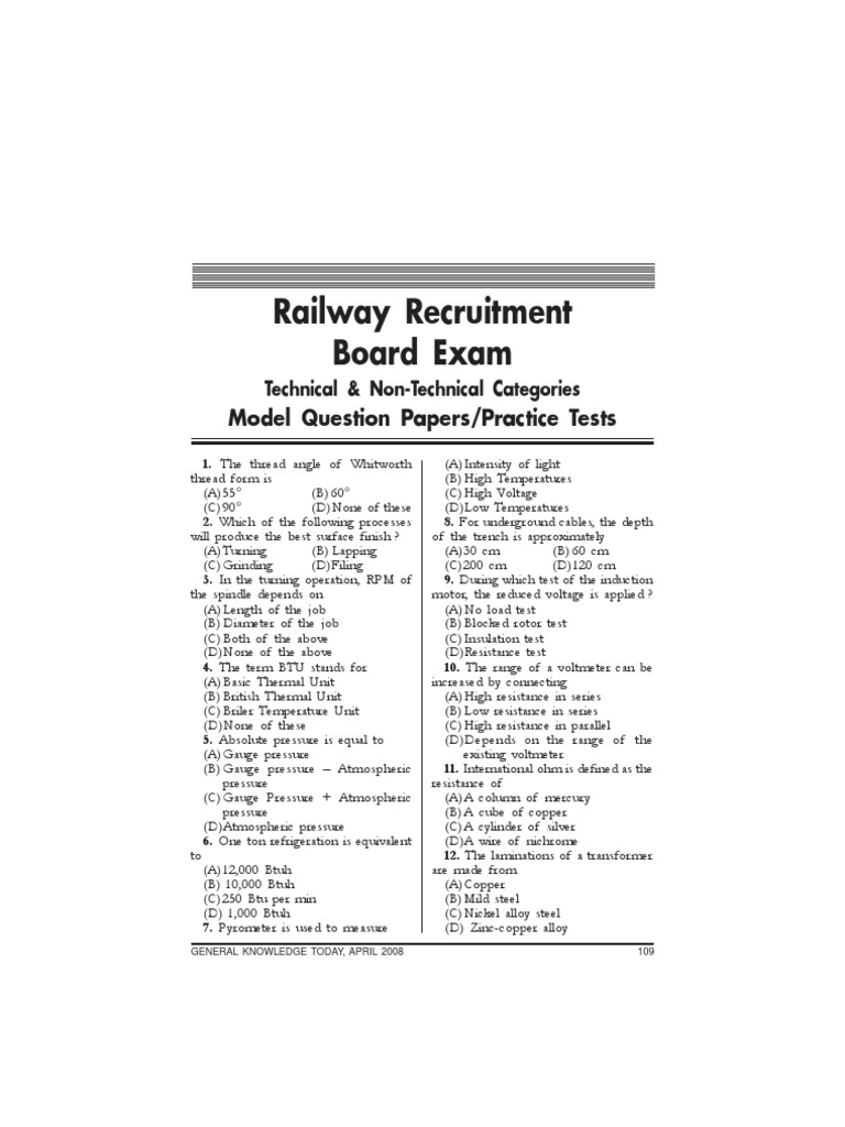 RRB Technical Model Question Paper | PDF | Technology & Engineering