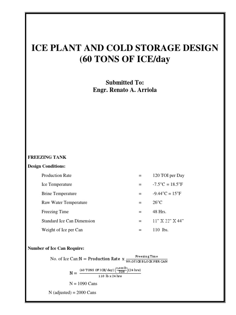 Ice Plant and Cold Storage Design | PDF