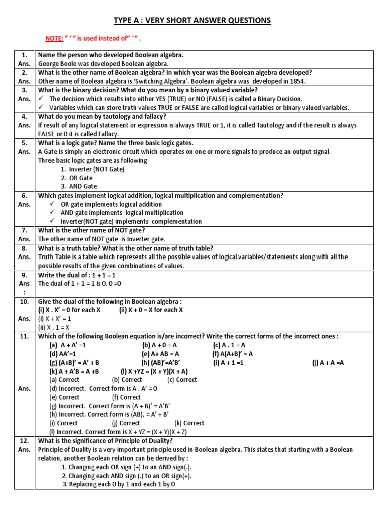 Class 12 Sumita Arora C++ ch13 Boolean Algebra PDF Logic Gate