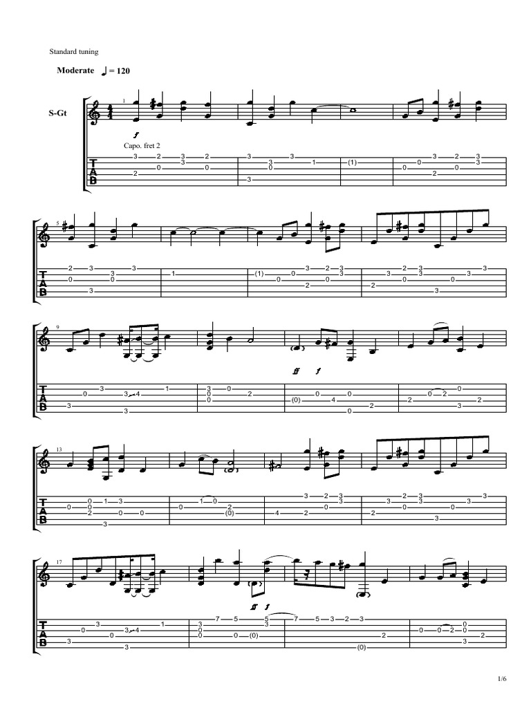 Sungha Jung River Flows in You | PDF | String Instruments | Guitar Family  Instruments, image size:768x1024