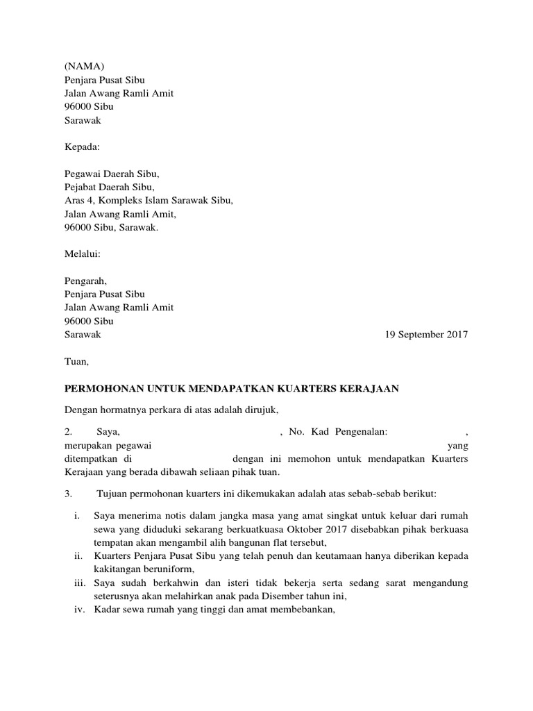 Permohonan Kuarters 1  PDF
