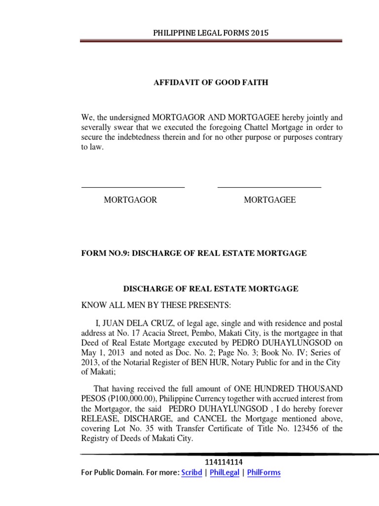 Philippine Legal Forms 2015 PDF Mortgage Law Notary Public