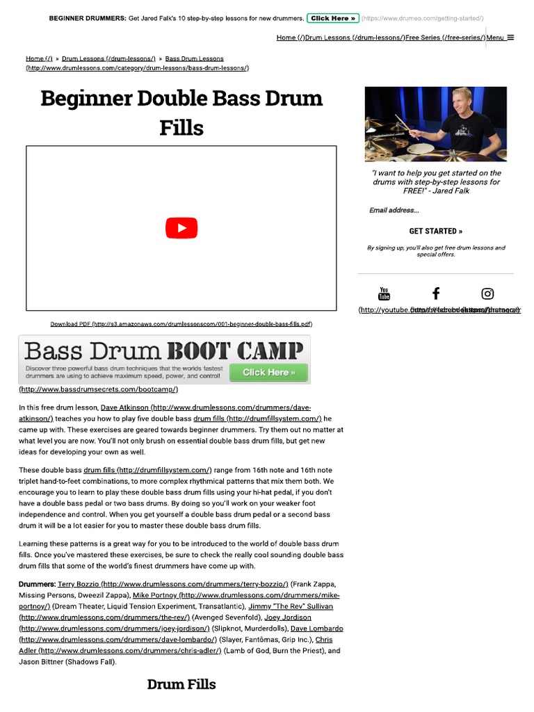 Beginner Double Bass Drum Fills Free Bass Drum Lessons RESZLETES