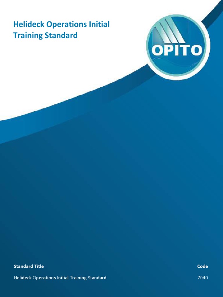 Helideck Operations Initial Training Standard Available From 1st Jan 2018 |  Helicopter | Educational Assessment