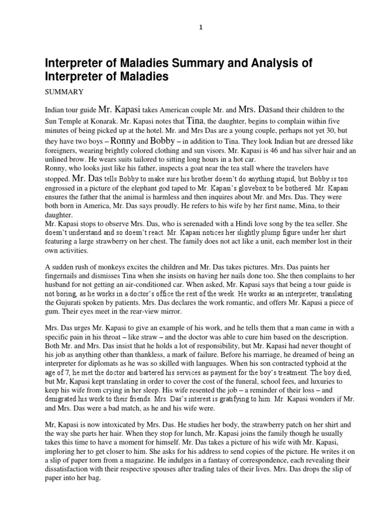 Jhumpa Lahiri Interpreter Of Maladies Short Story