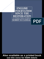 English Conservatism Since The Restoration An Introduction and Anthology