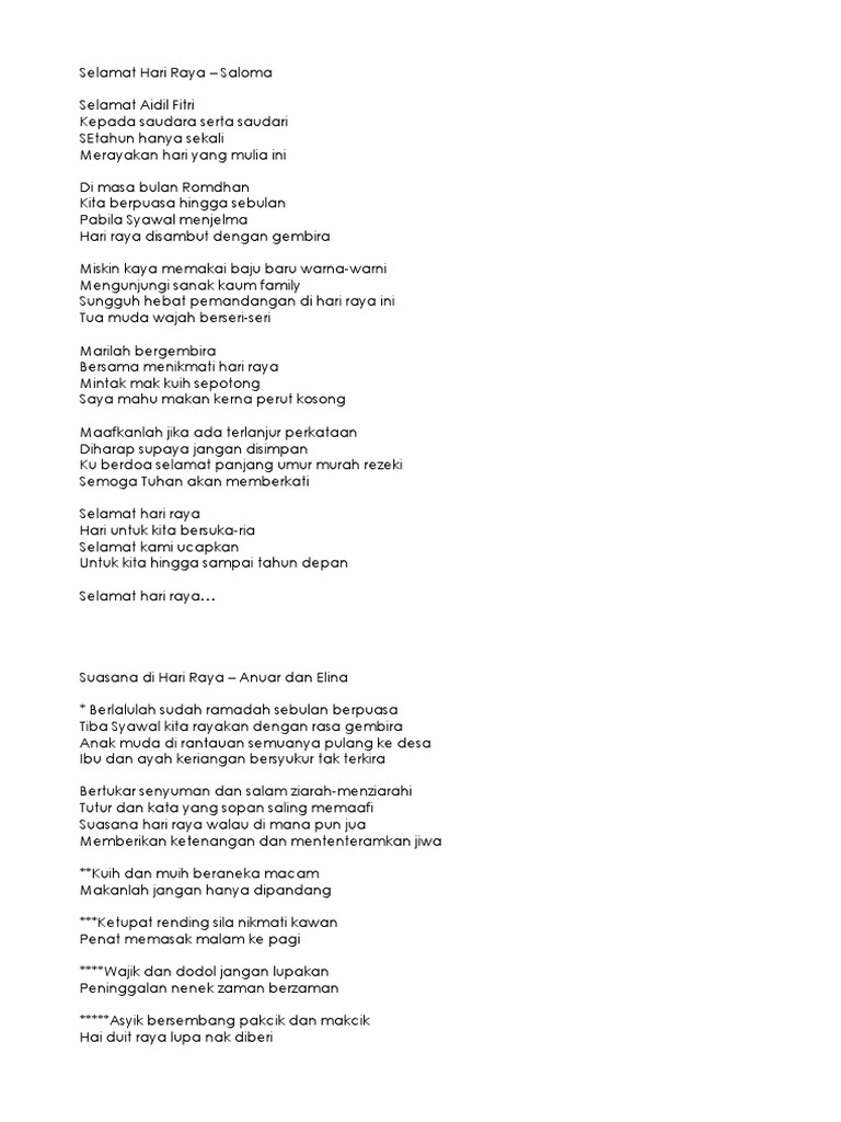 Lirik Lagu Raya Pdf