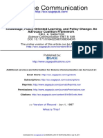 SABATIER 1987 Knowledge, Policy-Oriented Learning, and Policy Change: An Advocacy Coalition Framework