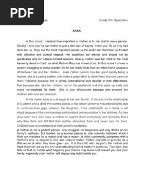 318538078 Anak Reflection Docx Docx Mother Love