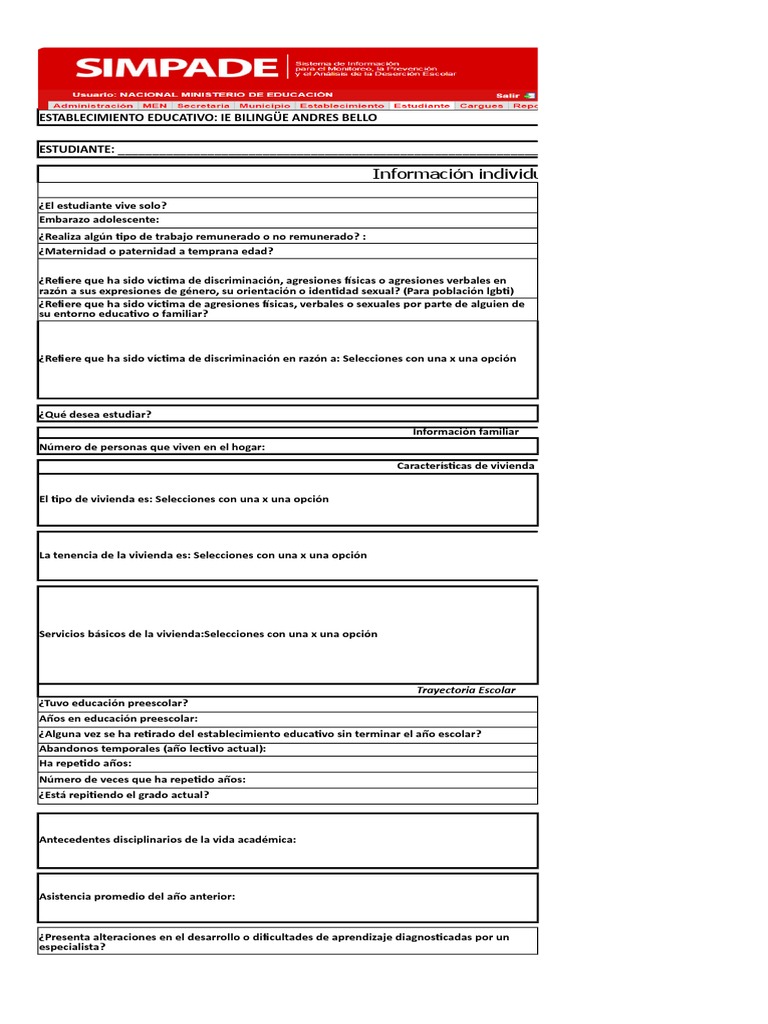 Formato Simpade Organizado y Ajustado 2 | PDF | Jardín de infancia ...