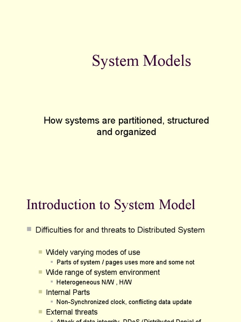 System Models How Systems Are Partitioned, Structured and Organized PDF ClientServer Model