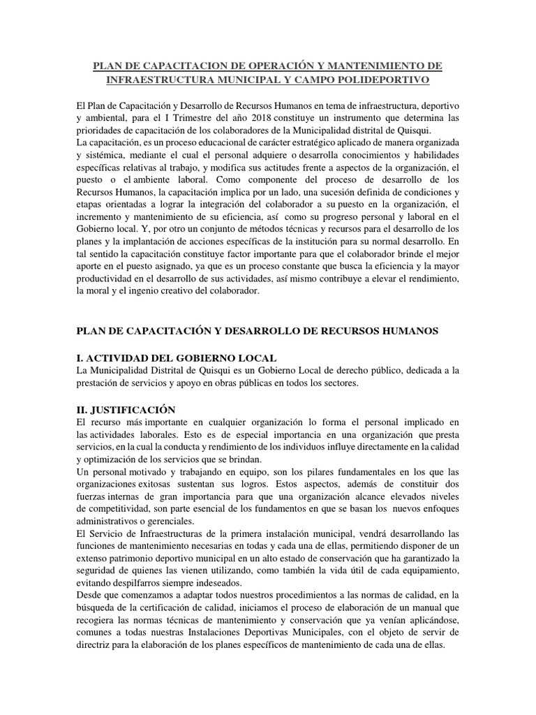 Plan de Capacitacion | PDF | Gestión de recursos humanos | Derecho laboral