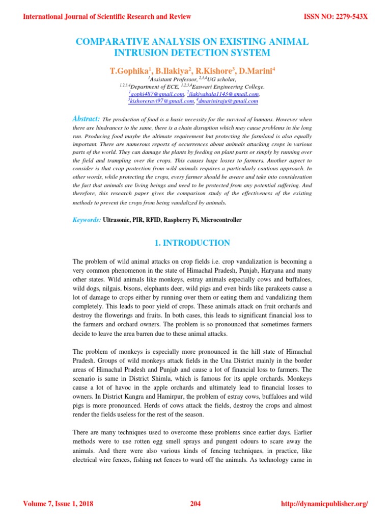 Comparative Analysis of Animal Intrusion Systems | PDF | Chili Pepper ...