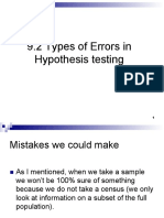 9.2 Types of Errors in Hypothesis Testing