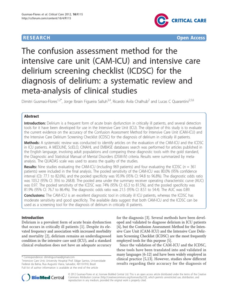 Delirium CAMICU | PDF | Intensive Care Unit | Intensive Care Medicine