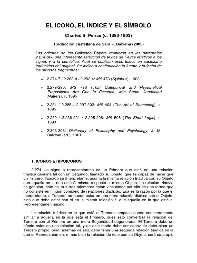 Iconos, Índices y Símbolos en Peirce | PDF | Los símbolos | Palabra