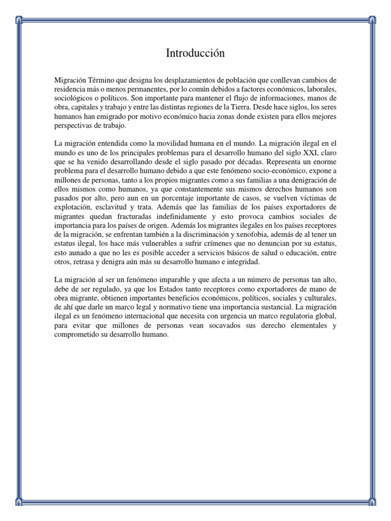 Impacto y Causas de la Migración Global | PDF | Migración humana ...