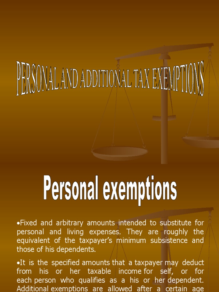 Personal Exemptions and Deductions Guide | PDF | Tax Deduction | Value ...