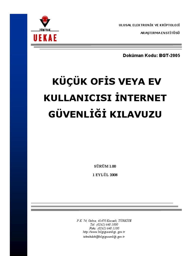 Kucuk Ofis veya Ev kullanıcısı Guvenlik Kılavuzu
