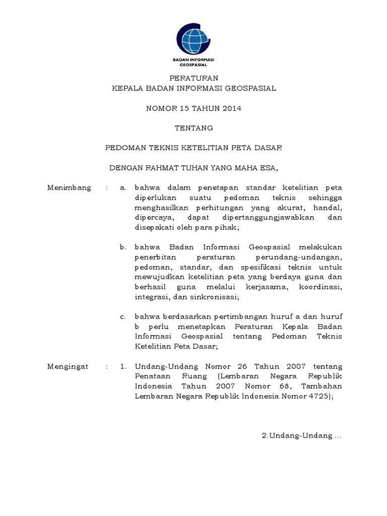 Perka big no 15 tahun 2014 pdf pdf komputer teknologi rekayasa