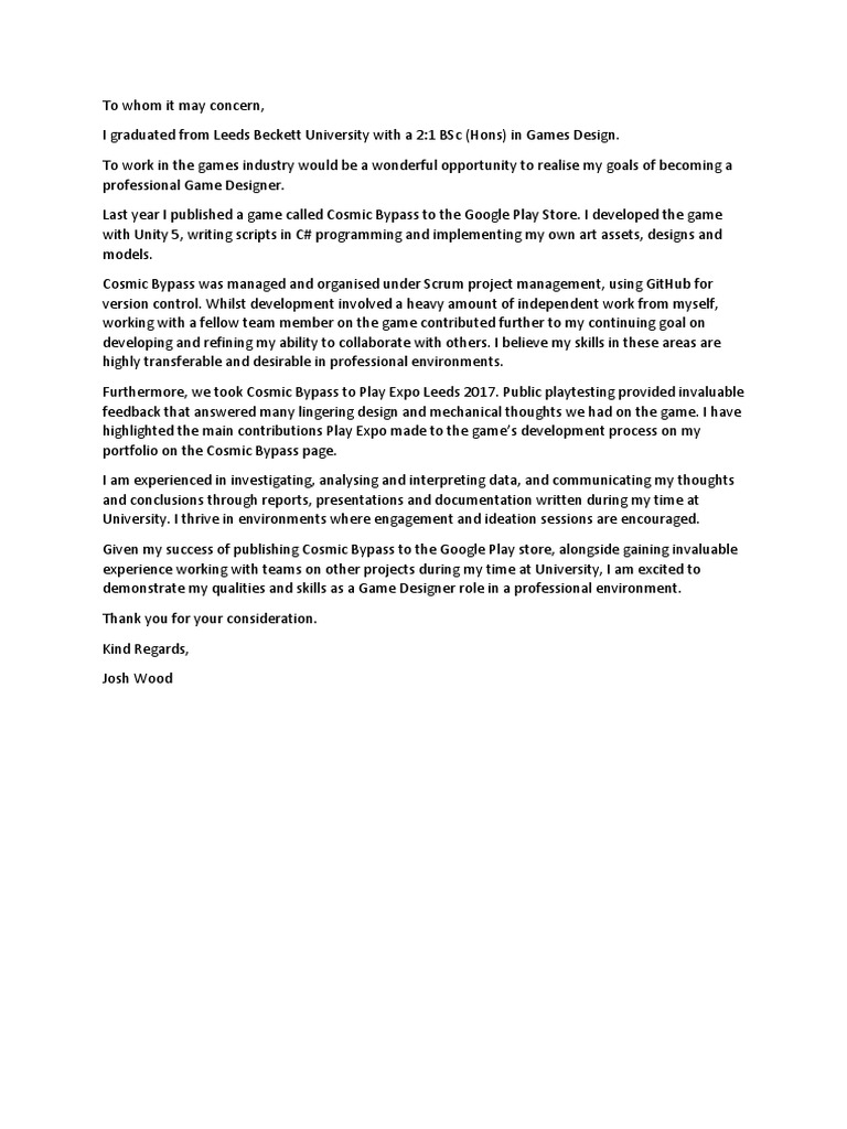 Cover Letter Game Designer PDF