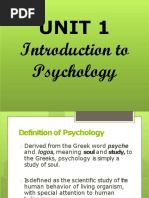 Unit 1 Introduction To Psychology